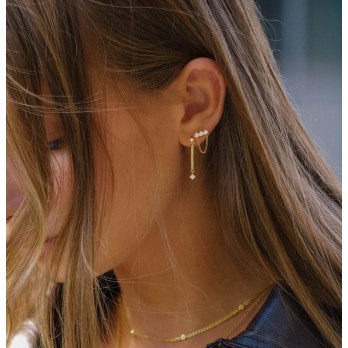 Brincos Prata Dourada Élyse MESH 7257001D