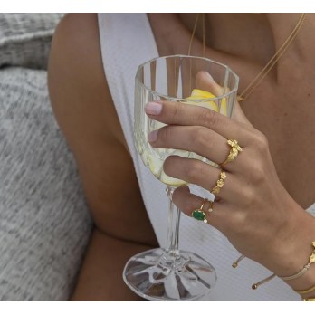 Anel  Prata Dourada Flowers MESH ANE0028D