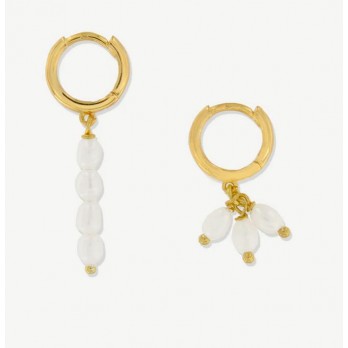 Argolas Prata Dourada Pearl Drops MESH ARG0001