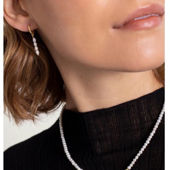 Argolas Prata Dourada Pearl Drops MESH ARG0001