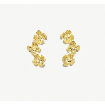 Brincos Prata Dourada Flowers MESH BRI0023MFD