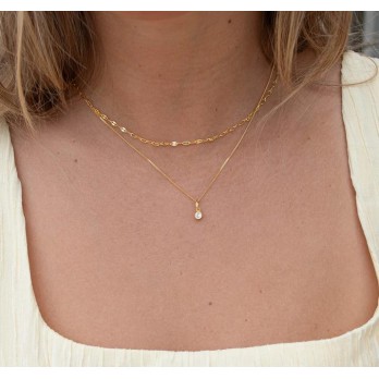 Colar Prata Dourada Coffee  MESH COL099D