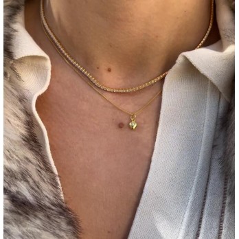 Colar Prata Dourada Heart MESH COL337MD