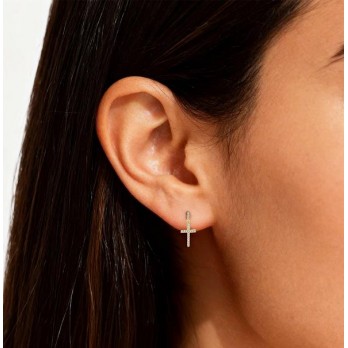 Brincos Cruz Prata Dourada  Amen Jelewry ORAPCRGBZ1