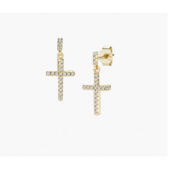 Brincos Cruz Prata Dourada  Amen Jelewry ORAPCRGBZ1