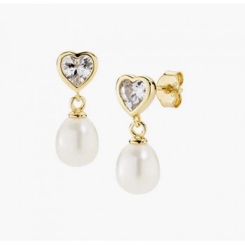 BRINCOS  Coração e pérolas Prata Amen Jewelry ORCUPEGBBZ3