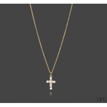 COLAR CRUZ Link Prata Dourada
