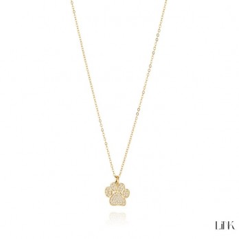 Colar Patinha cão  link Prata Dourada