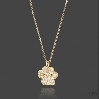 Colar Patinha cão  link Prata Dourada