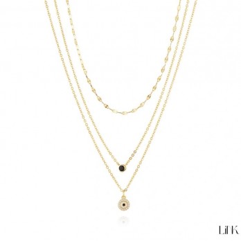 Colar Duplo link Prata Dourada