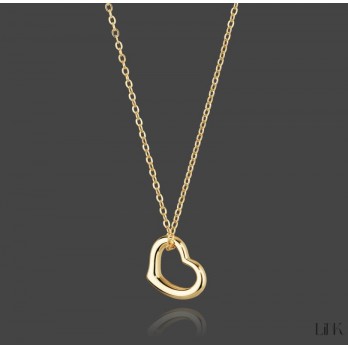 Colar Coração  Prata Dourada Link