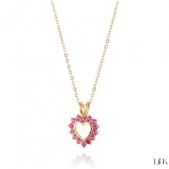 Colar Coração  Prata Dourada Link