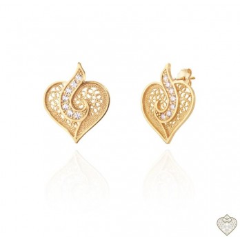 Brincos Filigrana Saudade Prata dourada