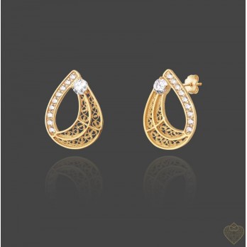 Brincos Filigrana Saudade Prata dourada