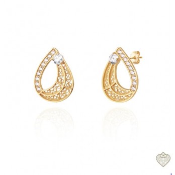 Brincos Filigrana Saudade Prata dourada