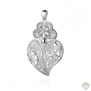 Coração Filigrana Saudade  PRATA