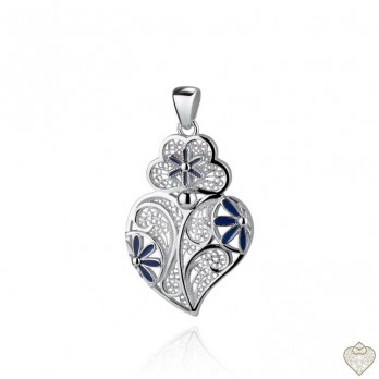 Coração Filigrana Saudade  PRATA