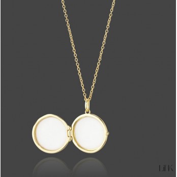 COLAR LINK  RELICÁRIO  DE ABRIR  PRATA DOURADA