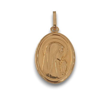 Medalha  Nª Srª de Fátima com duas faces OURO 19K