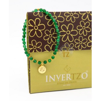 Pulseira em Prata Dourada com Pedras Ágata  Para Madrinhas