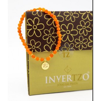 Pulseira em Prata Dourada com Pedras Ágata  Para Madrinhas