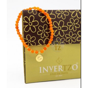 Pulseira em Prata Dourada com Pedras Ágata  Para Madrinhas