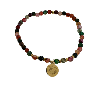 Pulseira em Prata Dourada com Pedras Ágata  Para Madrinhas