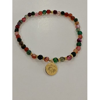 Pulseira em Prata Dourada com Pedras Ágata  Para Madrinhas