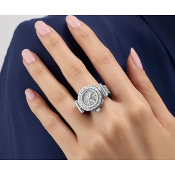 Anel analógico de aço inoxidável com cristal GW1078L1