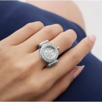 Anel analógico de aço inoxidável com cristal GW1078L1