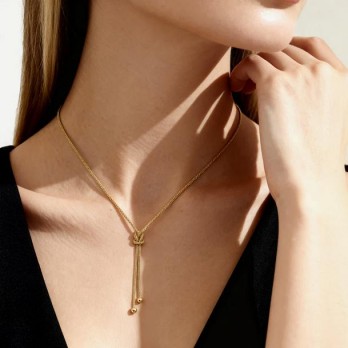 Colar de nó de amor  Prata Dourada  Amen Jewelry CLNOMGG