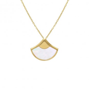 Colar Madre Pérola Vitoria Cruz Prata Dourada  A5403-29DG