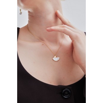 Colar Madre Pérola Vitoria Cruz Prata Dourada  A5403-29DG