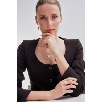 Colar Madre Pérola Vitoria Cruz Prata Dourada  A5403-29DG