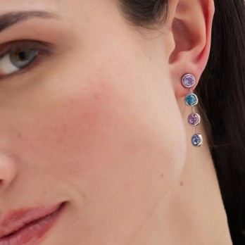 Brincos Crystals swarovski®  VictoriaCruz Prata A5261-MHT