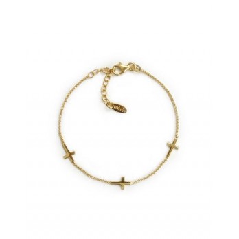 Pulseira Cruz  Amen Jewelry  Prata Dourada BR3CG