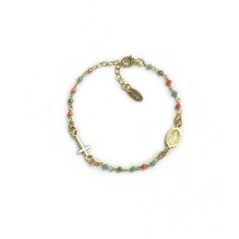 Pulseira Rosário  Amen Jewelry  Prata Dourada BRO10GCVT3F