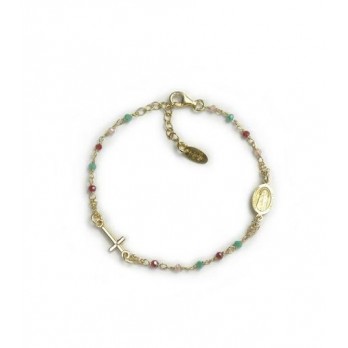Pulseira Rosário Amen Jewelry  Prata Dourada BRO10GRRV3F