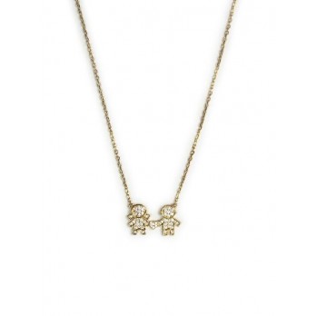 COLAR Menino + Menina  Amen Jewelry  Prata Dourada