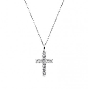 Colar Cruz  Zircônias Brancas Amen Jewelry  Prata CRBB01