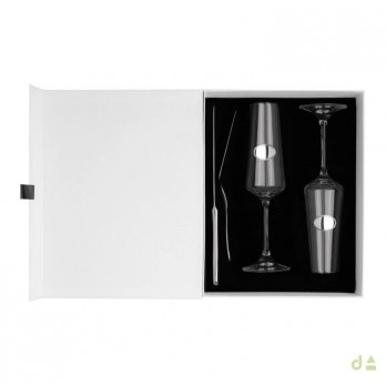 COPOS CRISTAL BOHEMIA  COM PÁ E FACA DE BOLO PVD
