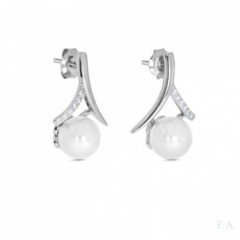 Brincos com Zircónias e Pérolas Prata