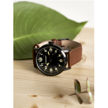 RELÓGIO RADIANTHENNIKER 42MM BLACK DIAL BROWN STRAP