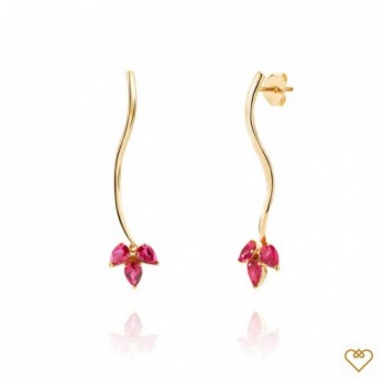 Brincos Saudade Tulipa com pedra , Prata dourada