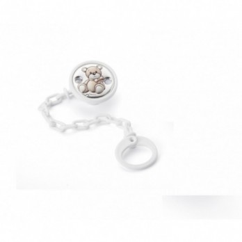 Corrente de Chupeta  Urso  Pvd prateado