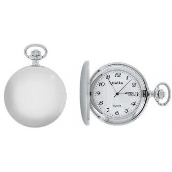 Relógio de bolso quartz com tampa e calendário